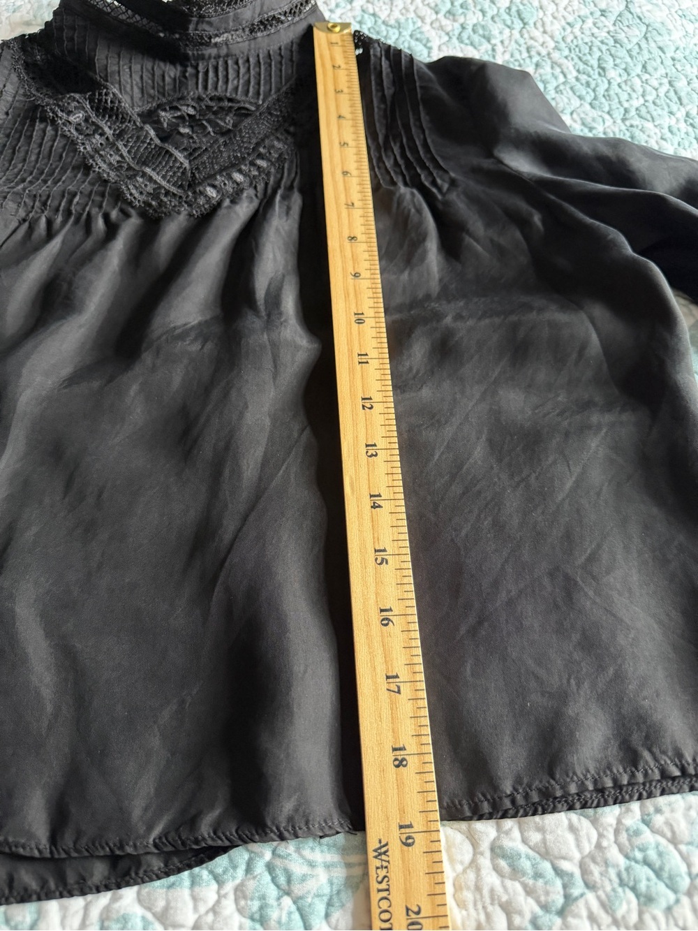 Zara Black Lace-Trim Victorian High-Neck Blouse - Picture 9 of 13